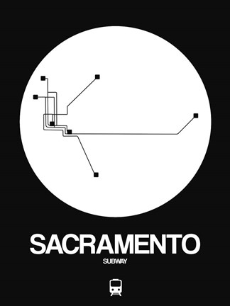 Framed Sacramento White Subway Map Print
