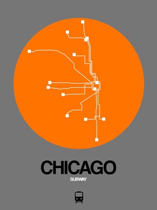 Framed Chicago Orange Subway Map Print