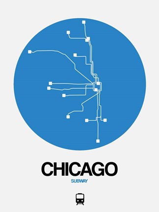 Framed Chicago Blue Subway Map Print