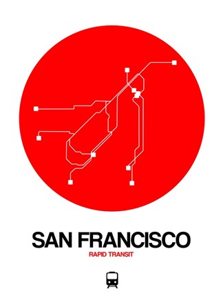 Framed San Francisco Red Subway Map Print
