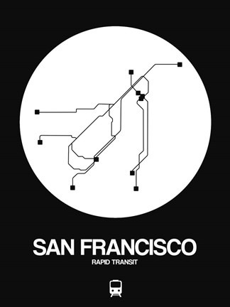 Framed San Francisco White Subway Map Print