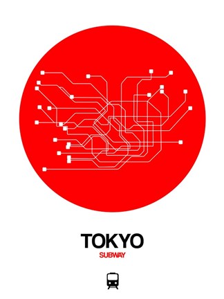 Framed Tokyo Red Subway Map Print