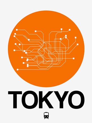 Framed Tokyo Orange Subway Map Print