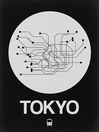 Framed Tokyo White Subway Map Print
