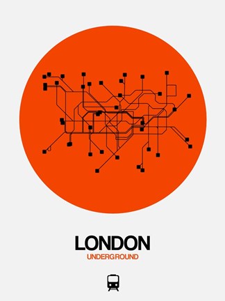 Framed London Orange Subway Map Print
