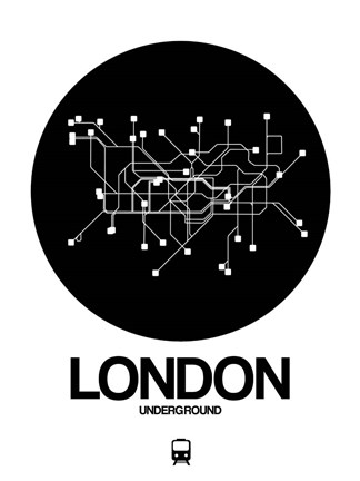 Framed London Black Subway Map Print