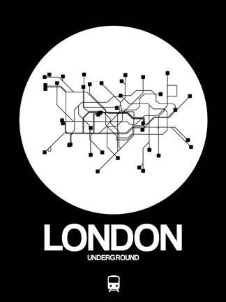 Framed London White Subway Map Print