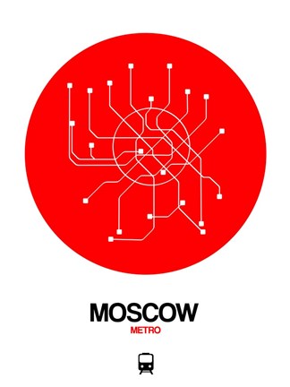 Framed Moscow Red Subway Map Print