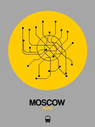 Framed Moscow Yellow Subway Map Print