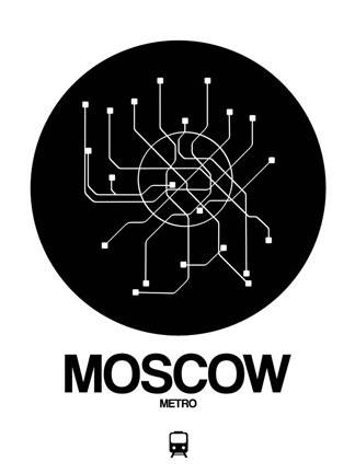 Framed Moscow Black Subway Map Print