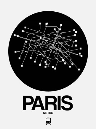Framed Paris Black Subway Map Print