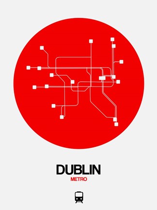 Framed Dublin Red Subway Map Print