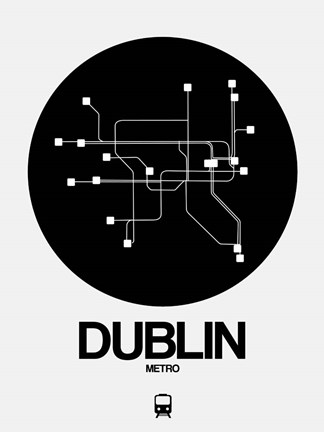 Framed Dublin Black Subway Map Print