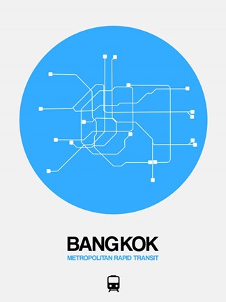 Framed Bangkok Blue Subway Map Print