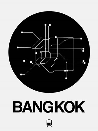 Framed Bangkok Black Subway Map Print