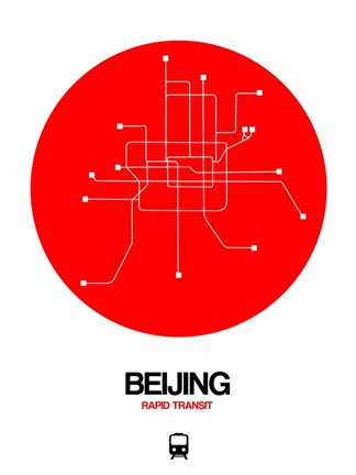 Framed Beijing Red Subway Map Print