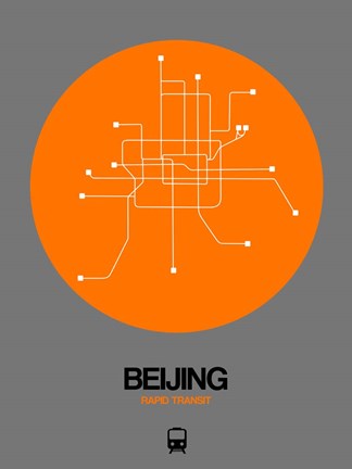 Framed Beijing Orange Subway Map Print
