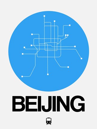 Framed Beijing Blue Subway Map Print