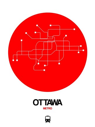 Framed Ottawa Red Subway Map Print