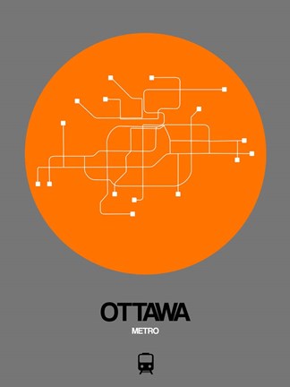 Framed Ottawa Orange Subway Map Print