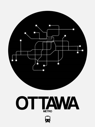 Framed Ottawa Black Subway Map Print