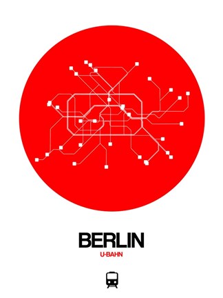 Framed Berlin Red Subway Map Print
