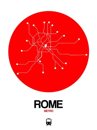 Framed Rome Red Subway Map Print