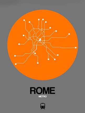 Framed Rome Orange Subway Map Print