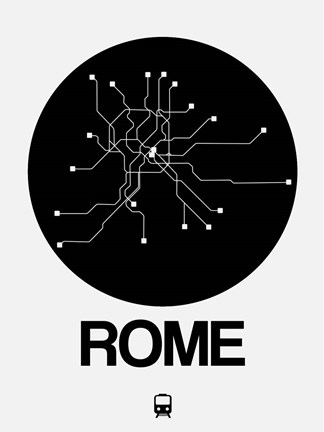 Framed Rome Black Subway Map Print