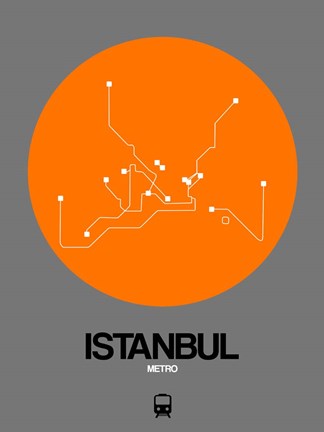 Framed Istanbul Orange Subway Map Print