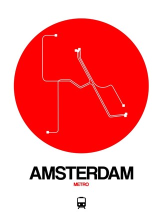 Framed Amsterdam White Subway Map Print
