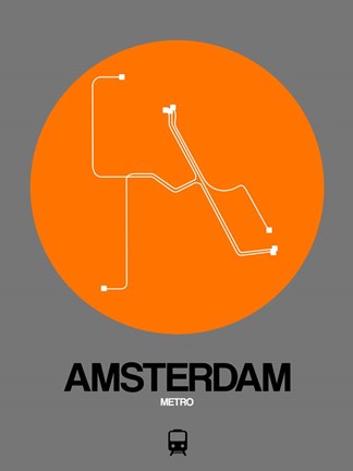 Framed Amsterdam Orange Subway Map Print