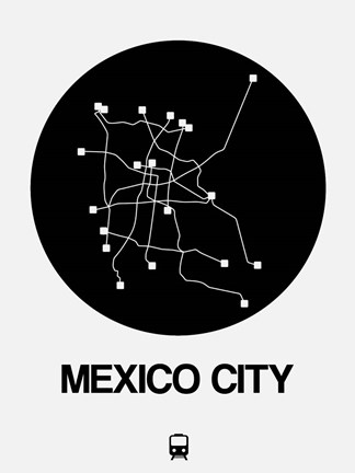 Framed Mexico City Black Subway Map Print