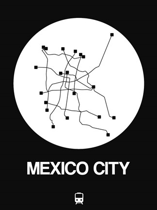 Framed Mexico City White Subway Map Print