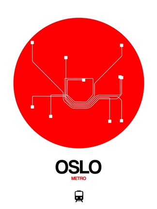 Framed Oslo Red Subway Map Print