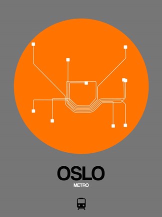Framed Oslo Orange Subway Map Print