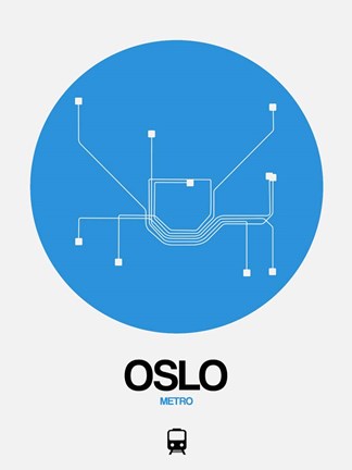 Framed Oslo Blue Subway Map Print