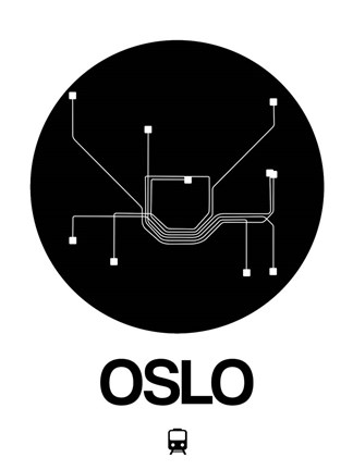 Framed Oslo Black Subway Map Print