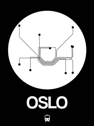 Framed Oslo White Subway Map Print