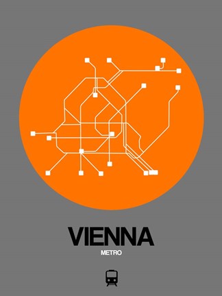 Framed Vienna Orange Subway Map Print