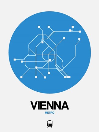 Framed Vienna Blue Subway Map Print