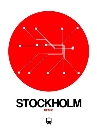Framed Stockholm Red Subway Map Print
