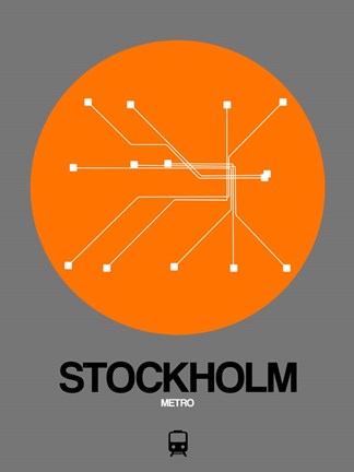 Framed Stockholm Orange Subway Map Print