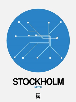 Framed Stockholm Blue Subway Map Print