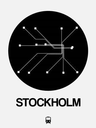 Framed Stockholm Black Subway Map Print