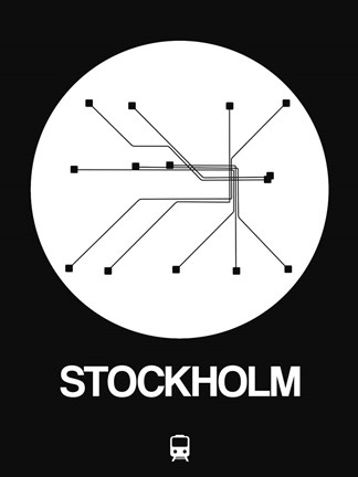 Framed Stockholm White Subway Map Print