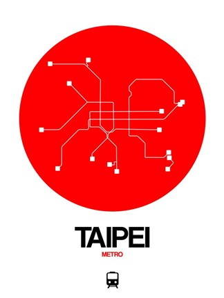 Framed Taipei Red Subway Map Print