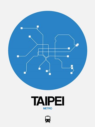 Framed Taipei Blue Subway Map Print