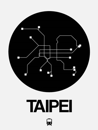 Framed Taipei Black Subway Map Print