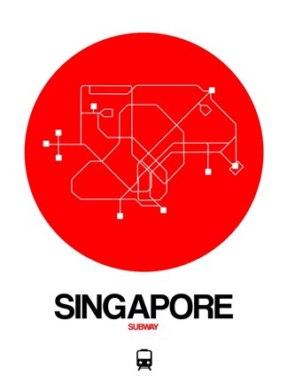 Framed Singapore Red Subway Map Print